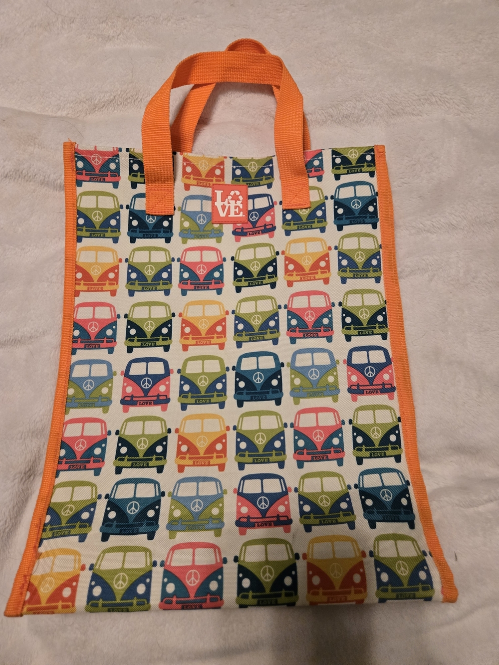 VW Van LOVE Canvas Tote Bag with Colorful Camper Van Print